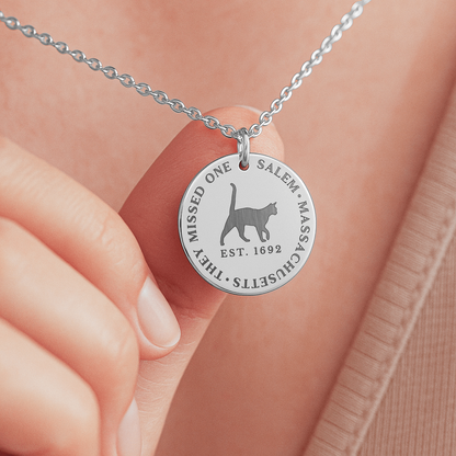 Salem Cat Necklace, “They Missed One” Jewelry, Gothic Survivor Necklace, Warrior Encouragement Jewelry, Halloween Cat Pendant, Witchy Gift