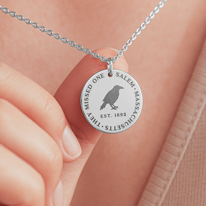 Salem Crow Necklace, “They Missed One” Jewelry, Gothic Raven Necklace, Survivor Warrior Jewelry, Encouragement Necklace, Halloween Gift