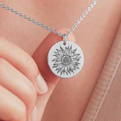 Sunflower Sobriety Necklace – Custom Number Recovery Jewelry, Sobriety Anniversary Gift for AA or NA Milestone