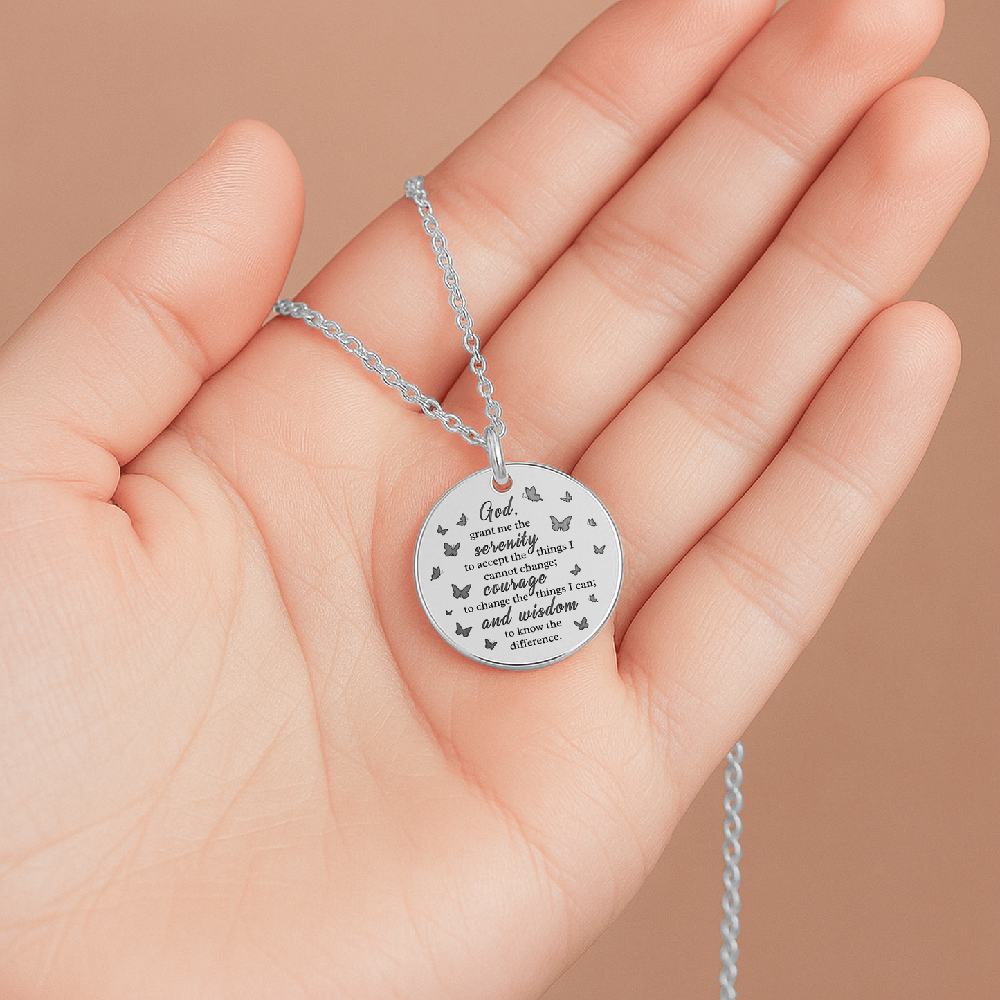 Serenity Prayer Sobriety Necklace – One Day at a Time Pendant for Encouragement