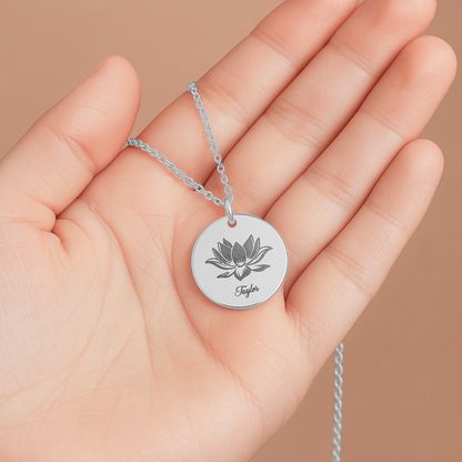 Lotus Flower Necklace: Personalized Name Pendant for New Beginnings and Recovery Milestones