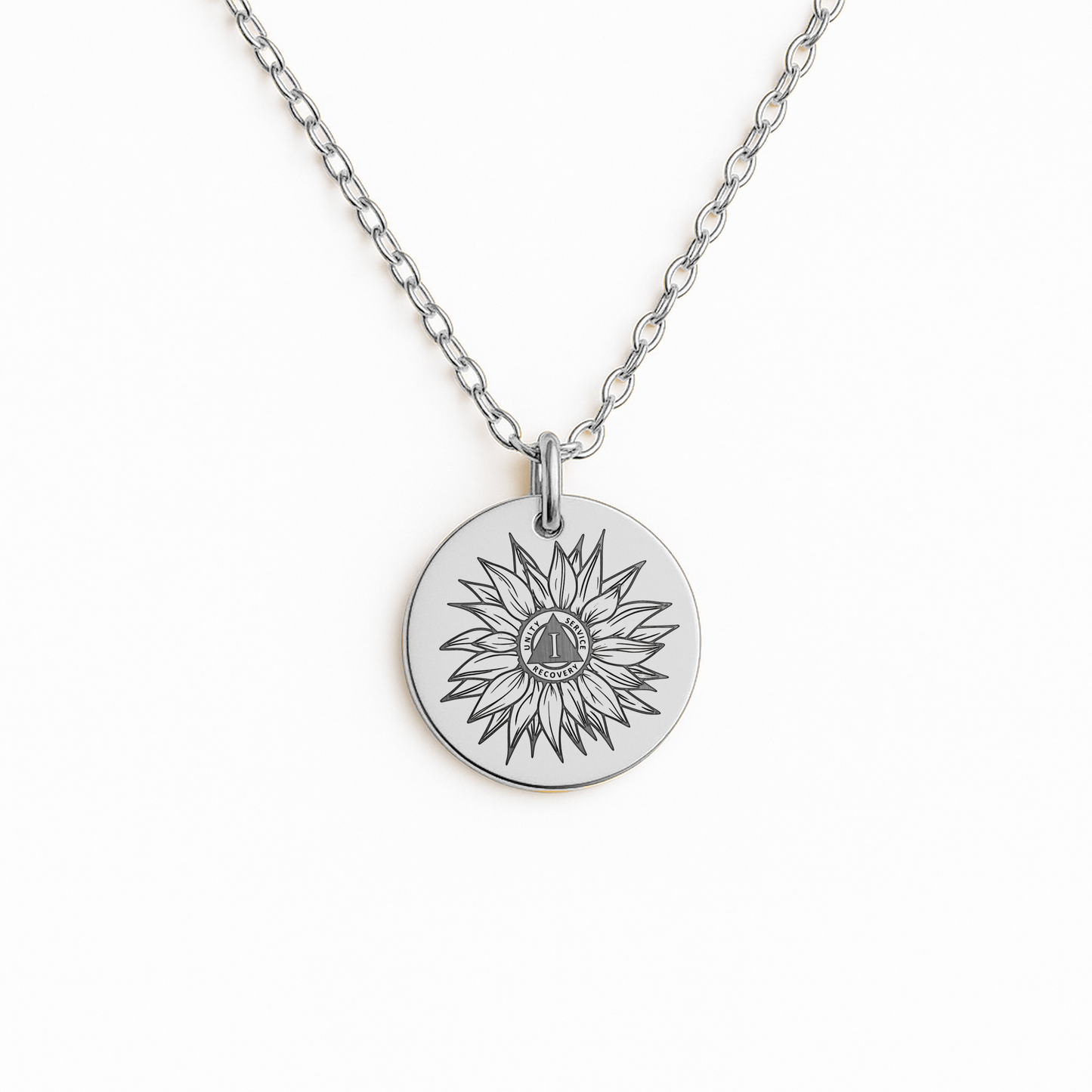 Sunflower Sobriety Necklace – Custom Number Recovery Jewelry, Sobriety Anniversary Gift for AA or NA Milestone