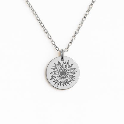 Sunflower Sobriety Necklace – Custom Number Recovery Jewelry, Sobriety Anniversary Gift for AA or NA Milestone