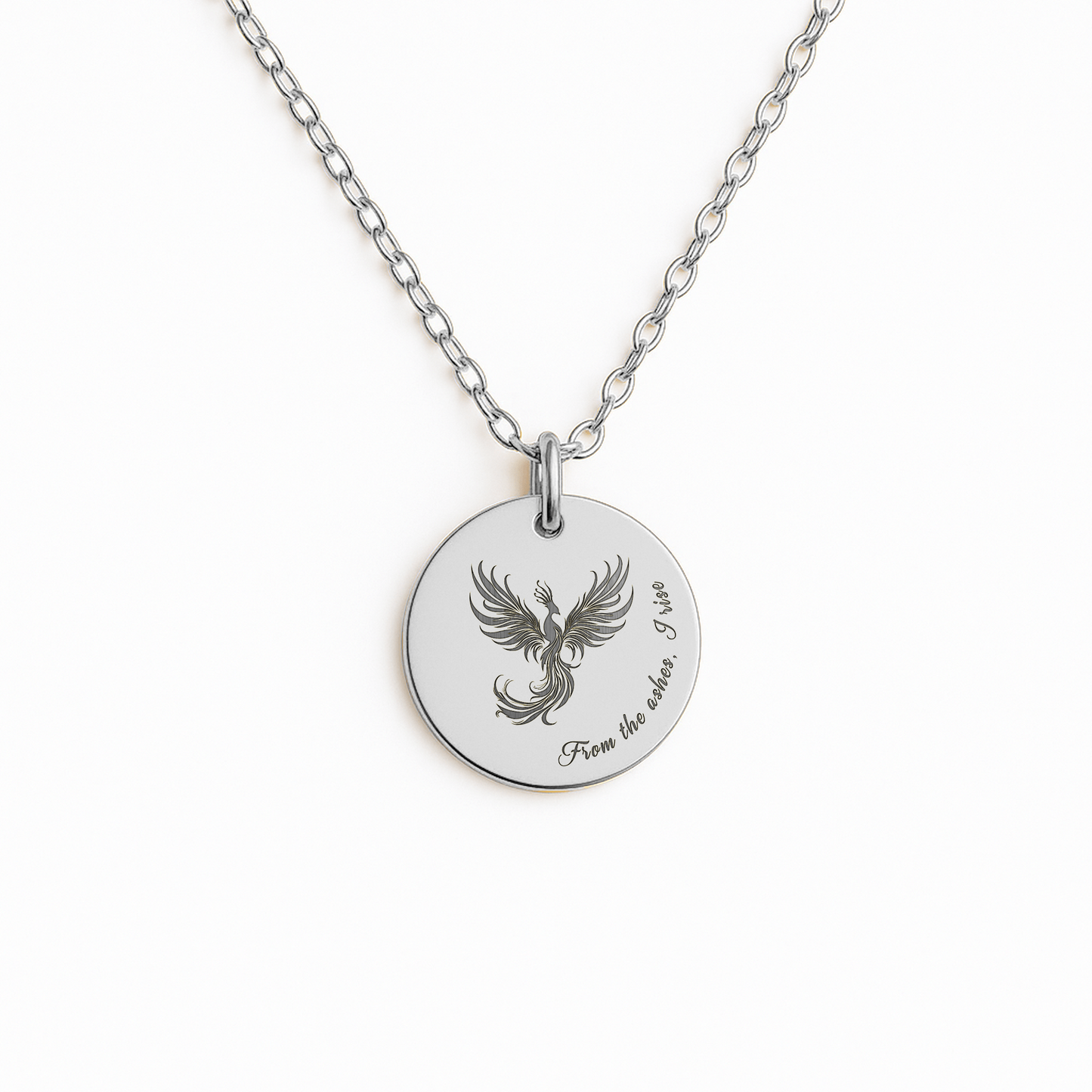 Engraved Phoenix Necklace – Rebirth Pendant, Support Gift for Fresh Starts