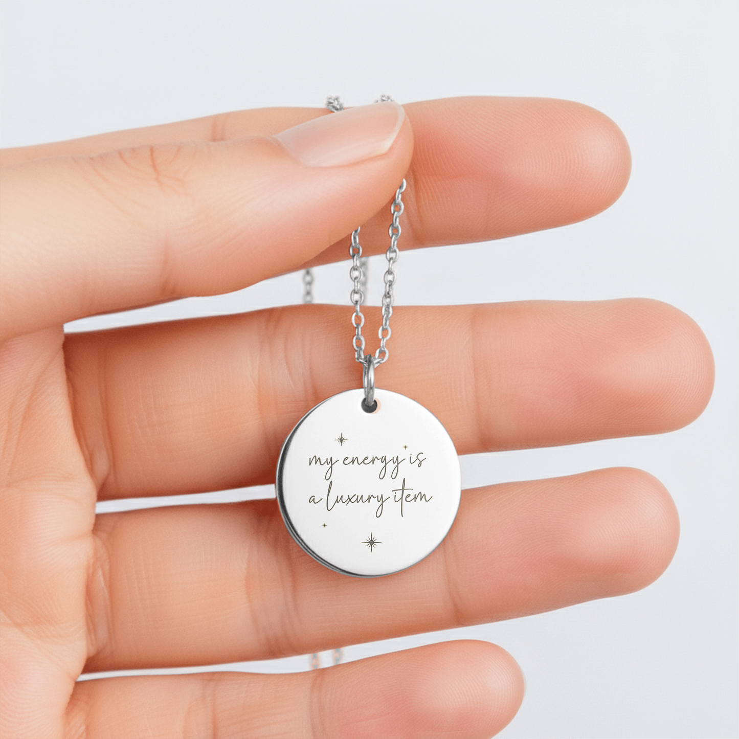 Your Energy Is a Luxury Item Necklace: Empowering Gold Disc Self-Worth Jewelry