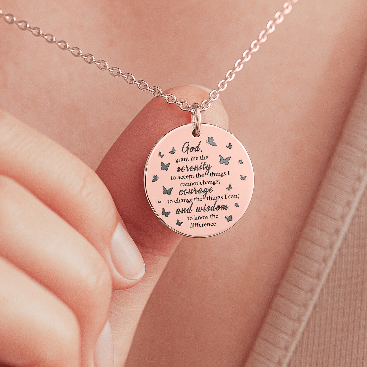 Serenity Prayer Sobriety Necklace – One Day at a Time Pendant for Encouragement