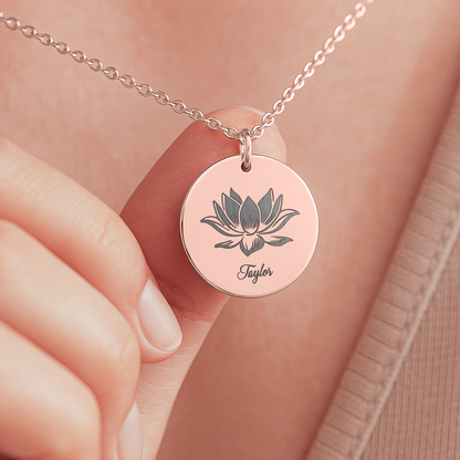 Lotus Flower Necklace: Personalized Name Pendant for New Beginnings and Recovery Milestones