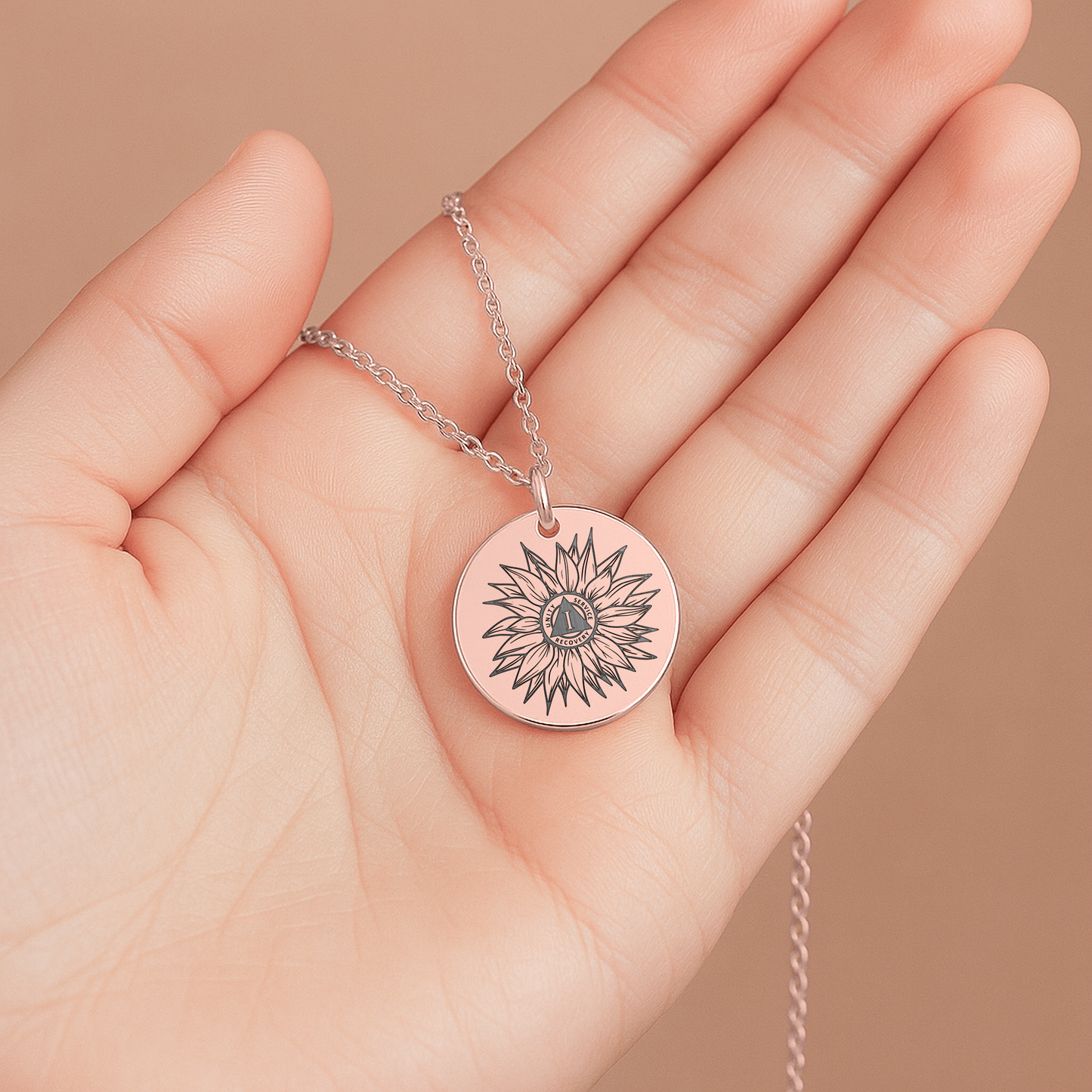 One Day at a Time Necklace – 365 Days and Nights Sobriety Gift with Serenity Prayer, Recovery Milestone Jewelry