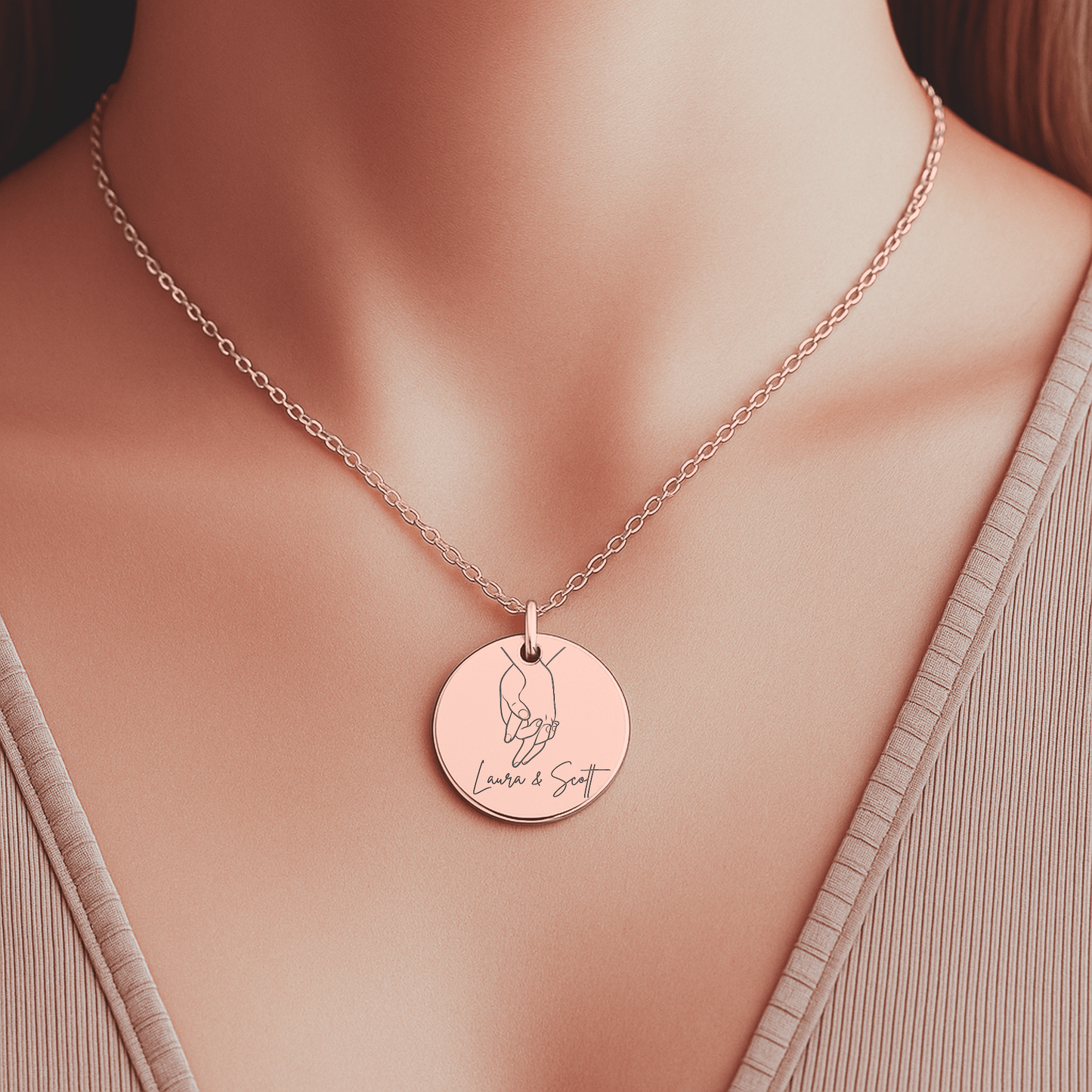Dainty Holding Hands Necklace, Personalized Gifts for Couples, Engagement Gift for Her, Heart Hands Gesture Charm, Couple Necklace, Anniversary Gifts, Wedding Gifts