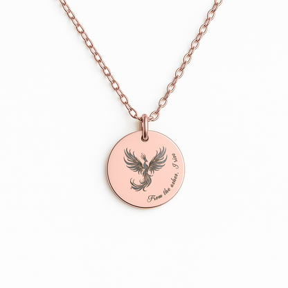 Engraved Phoenix Necklace – Rebirth Pendant, Support Gift for Fresh Starts
