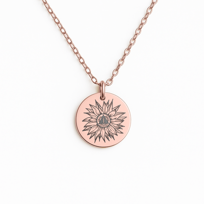 Addiction Recovery Gift – Personalized Sunflower Necklace with Sobriety Milestone Number, Sobriety Anniversary Jewelry
