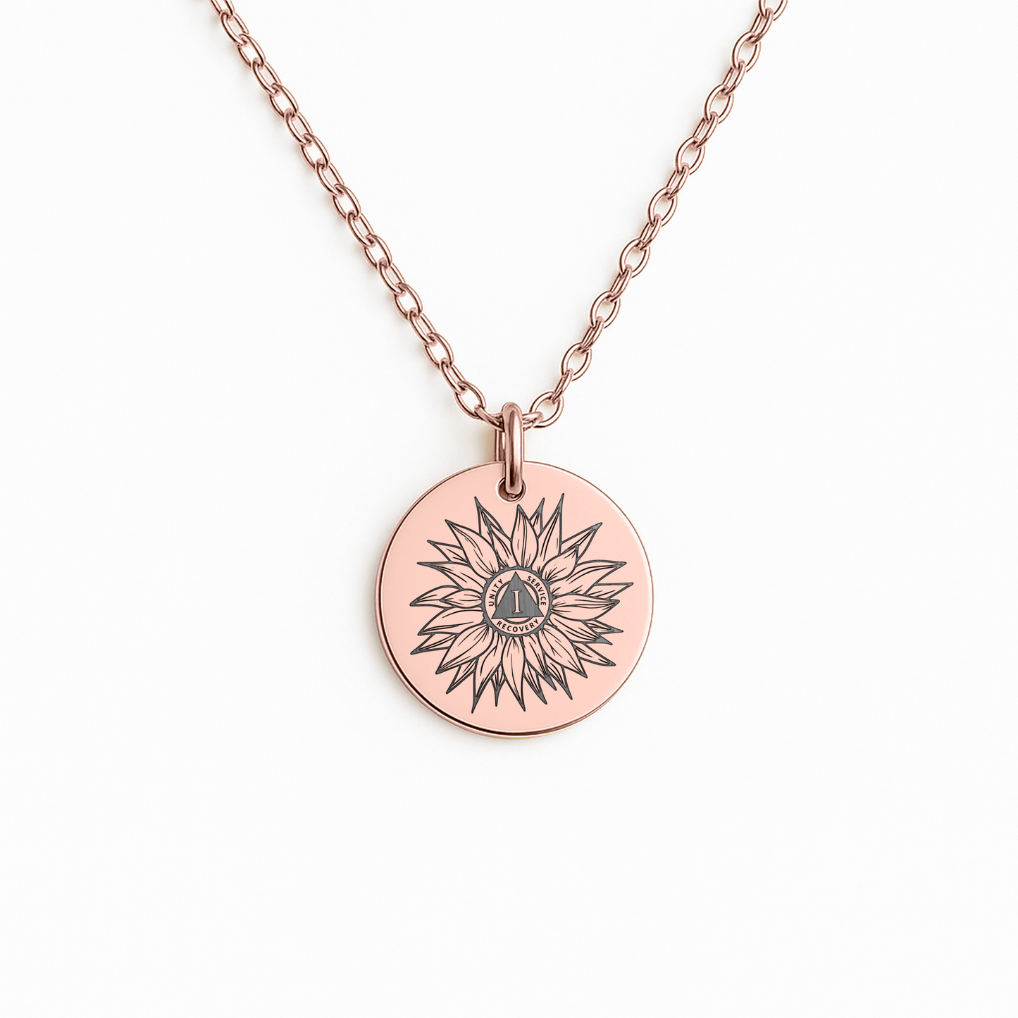 Sobriety Anniversary Gift – Sunflower Necklace with Custom Milestone Number, Encouragement Jewelry for Recovery