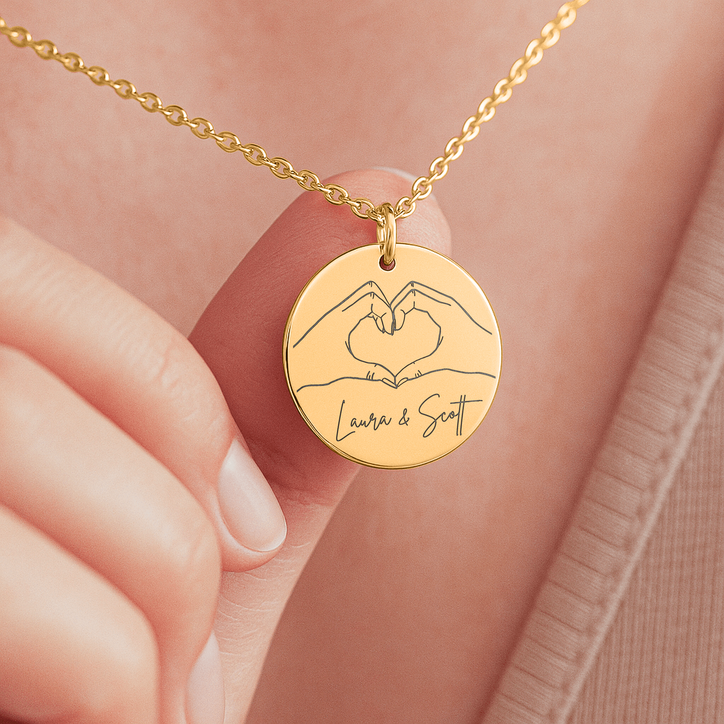 Dainty Heart Hands Necklace, Personalized Gifts for Couples, Engagement Gift for Her, Heart Hands Gesture Charm, Couple Necklace, Anniversary Gifts, Wedding Gifts