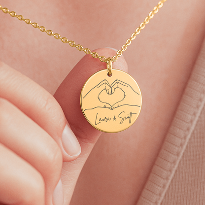 Dainty Heart Hands Necklace, Personalized Gifts for Couples, Engagement Gift for Her, Heart Hands Gesture Charm, Couple Necklace, Anniversary Gifts, Wedding Gifts