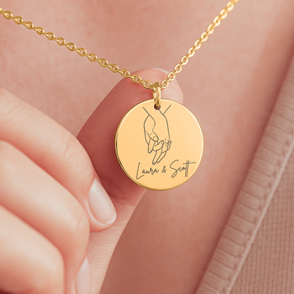 Dainty Holding Hands Necklace, Personalized Gifts for Couples, Engagement Gift for Her, Heart Hands Gesture Charm, Couple Necklace, Anniversary Gifts, Wedding Gifts